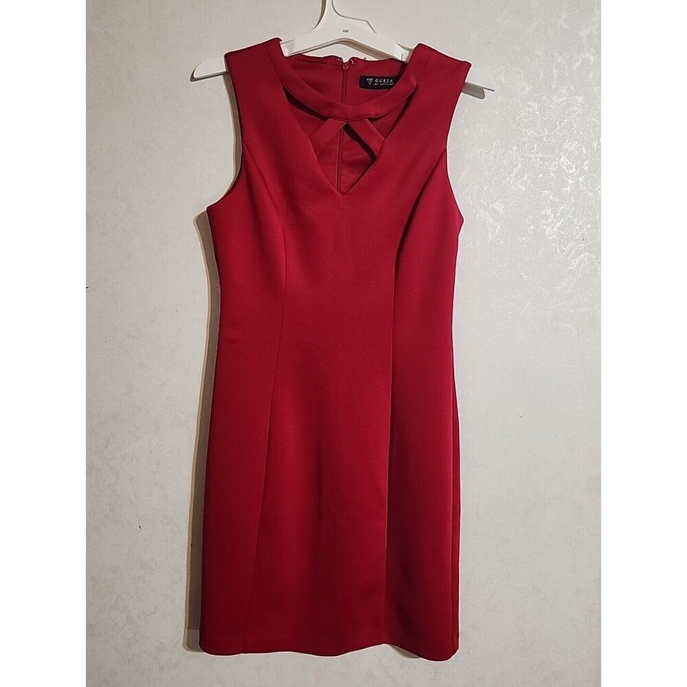 Guess Los Angeles Pencil Dress Wide Sleeve sz 10 Formal Form Fitting Red